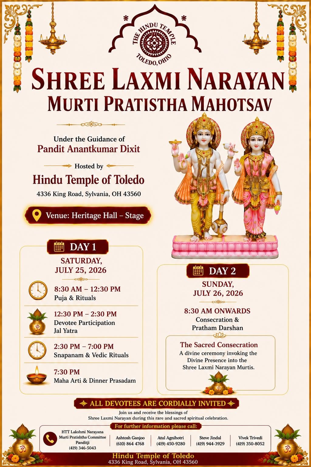 Shree Laxmi Narayan Murti Pratishtha Mahotsav event poster